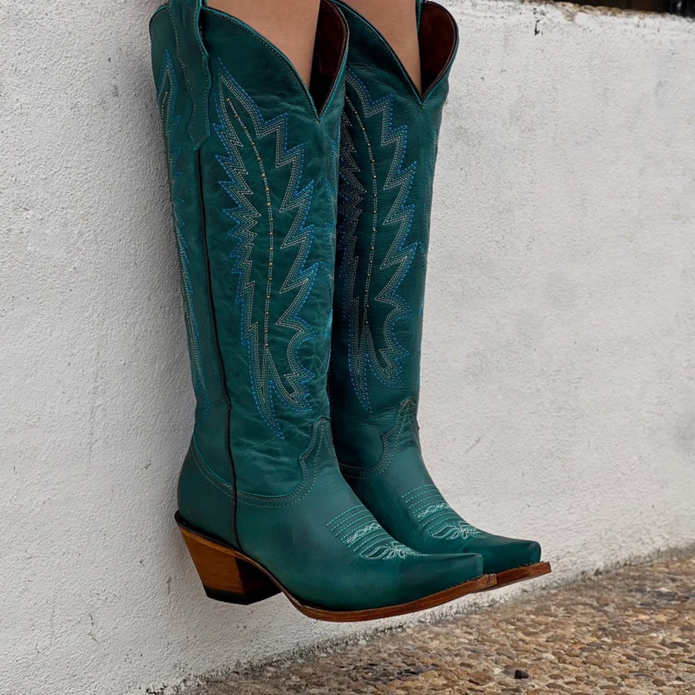 Teal KneeHigh Cowgirl Boots